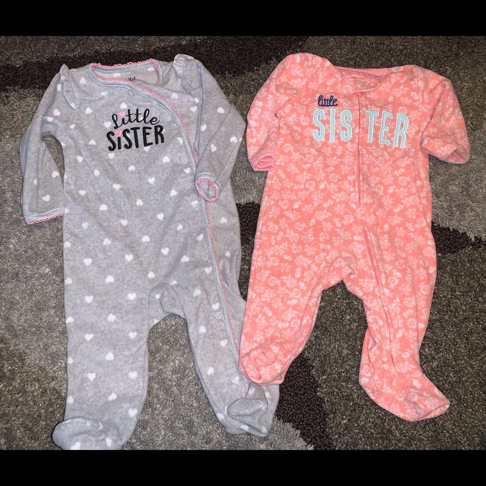 Baby girl “Little Sister” pajama bundle
